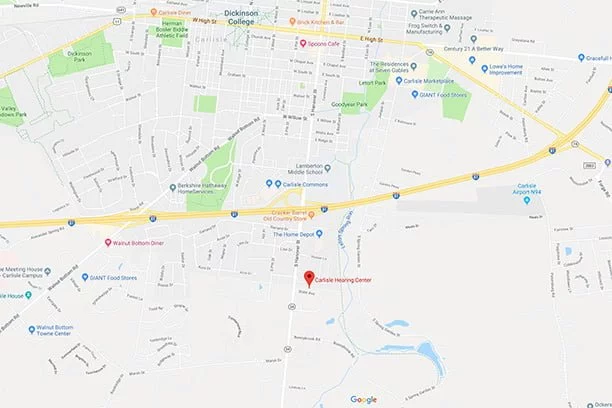 overhead street view map of hanover hearing center location